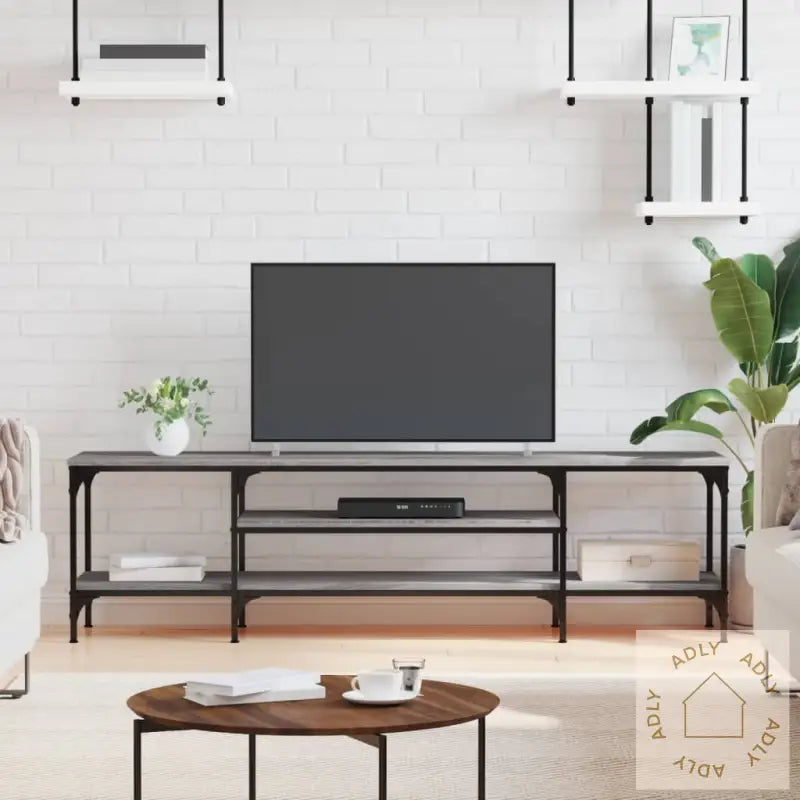 Tv-Benk Grå Sonoma 161X35X45 Cm Konstruert Tre Og Jern