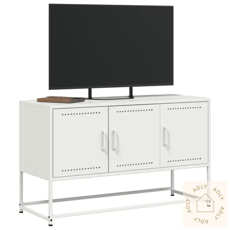 Tv-Benk Hvit 100,5X39X60,5 Cm Stål
