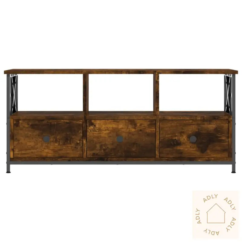 Tv-Benk Røkt Eik 102X33X45 Cm Konstruert Tre Og Jern