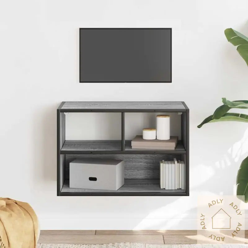Tv-Benk Grå Sonoma 60X31X39,5 Cm Konstruert Tre Og Metall