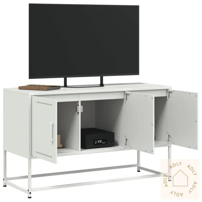 Tv-Benk Hvit 100,5X39X60,5 Cm Stål