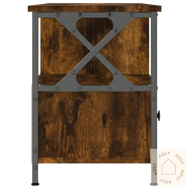 Tv-Benk Røkt Eik 102X33X45 Cm Konstruert Tre Og Jern