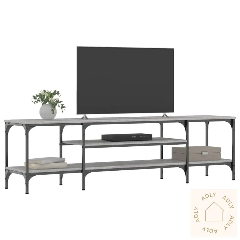 Tv-Benk Grå Sonoma 161X35X45 Cm Konstruert Tre Og Jern