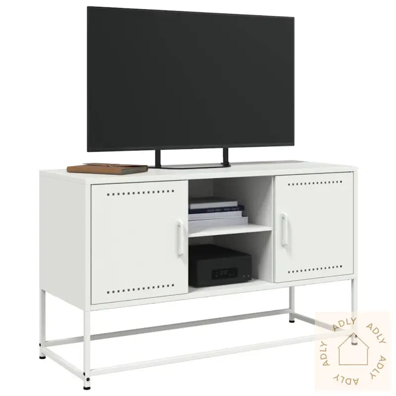Tv-Benk Hvit 100,5X39X60,5 Cm Stål