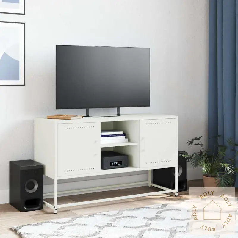 Tv-Benk Hvit 100,5X39X60,5 Cm Stål