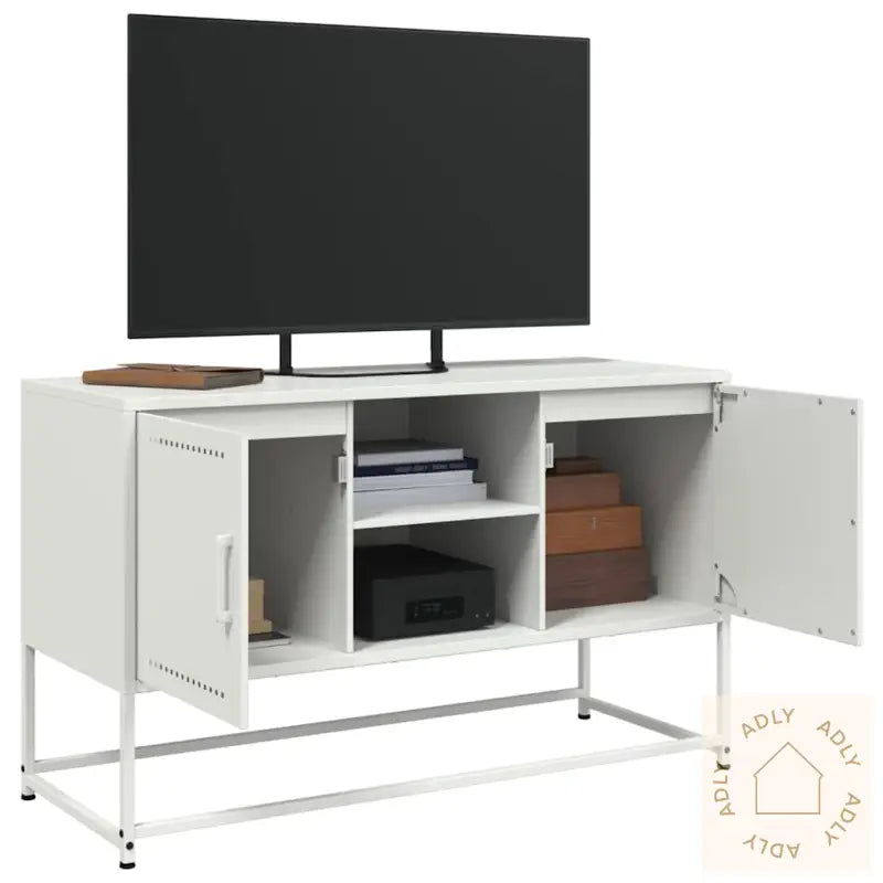 Tv-Benk Hvit 100,5X39X60,5 Cm Stål