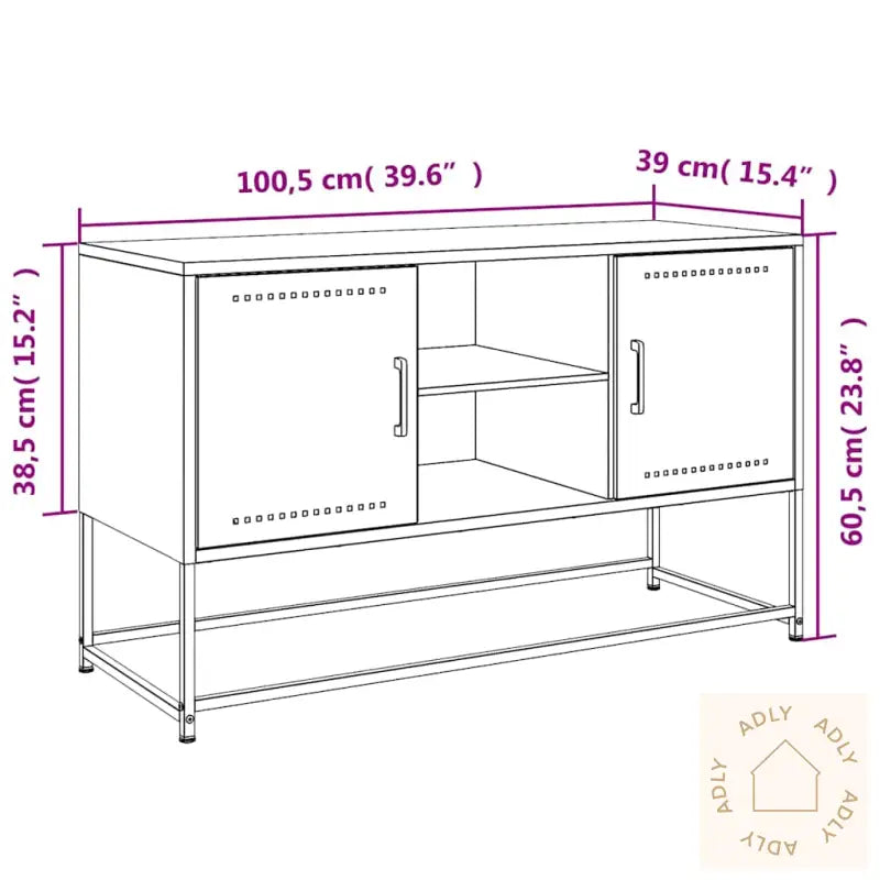Tv-Benk Hvit 100,5X39X60,5 Cm Stål