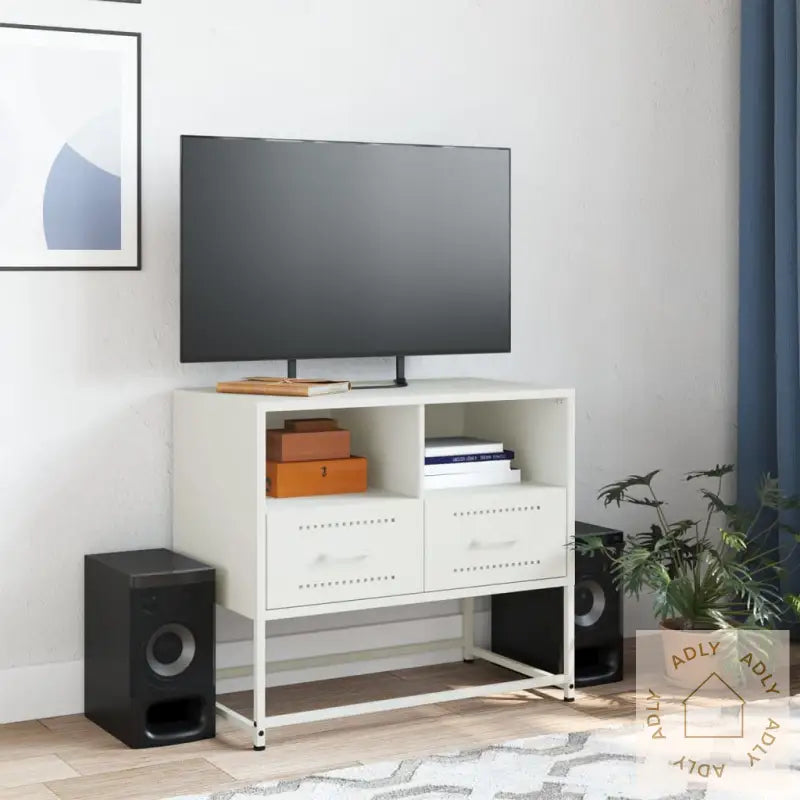 Tv-Benk Hvitt 68X39X60,5 Cm Stål