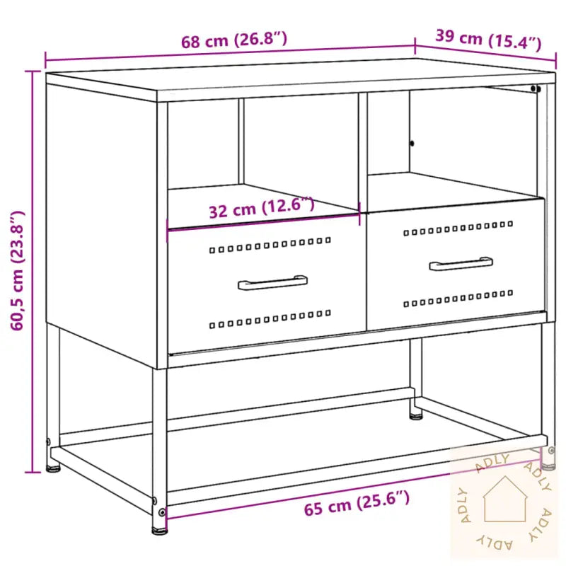 Tv-Benk Hvitt 68X39X60,5 Cm Stål