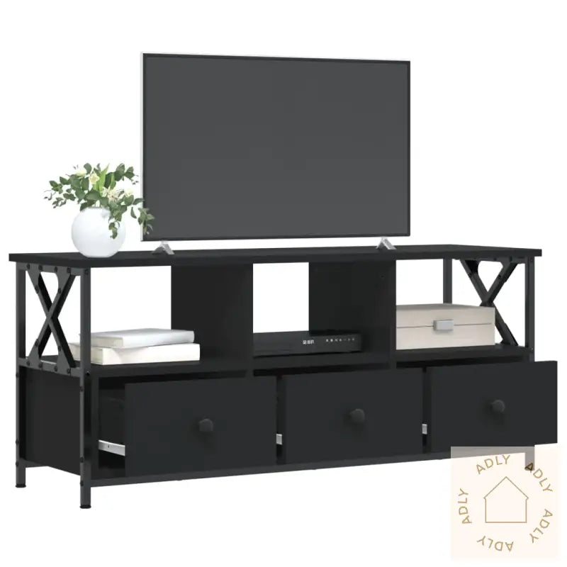Tv-Benk Svart 102X33X45 Cm Konstruert Tre Og Jern
