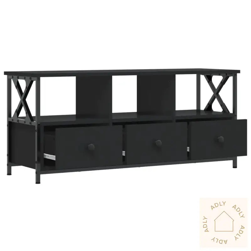Tv-Benk Svart 102X33X45 Cm Konstruert Tre Og Jern