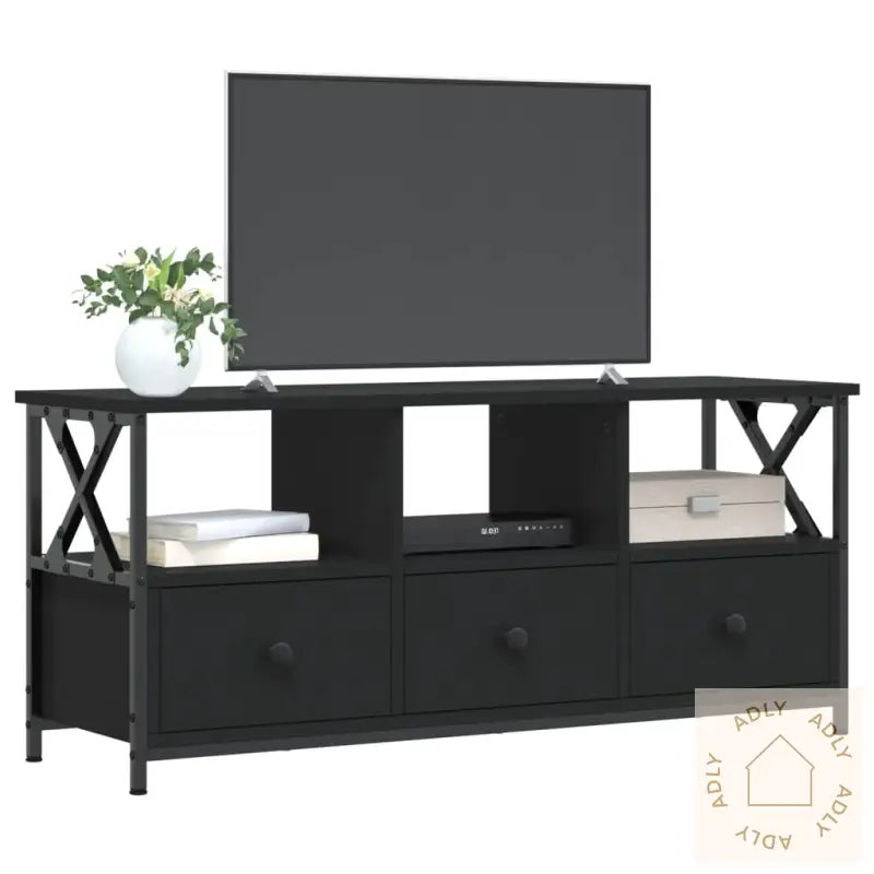 Tv-Benk Svart 102X33X45 Cm Konstruert Tre Og Jern