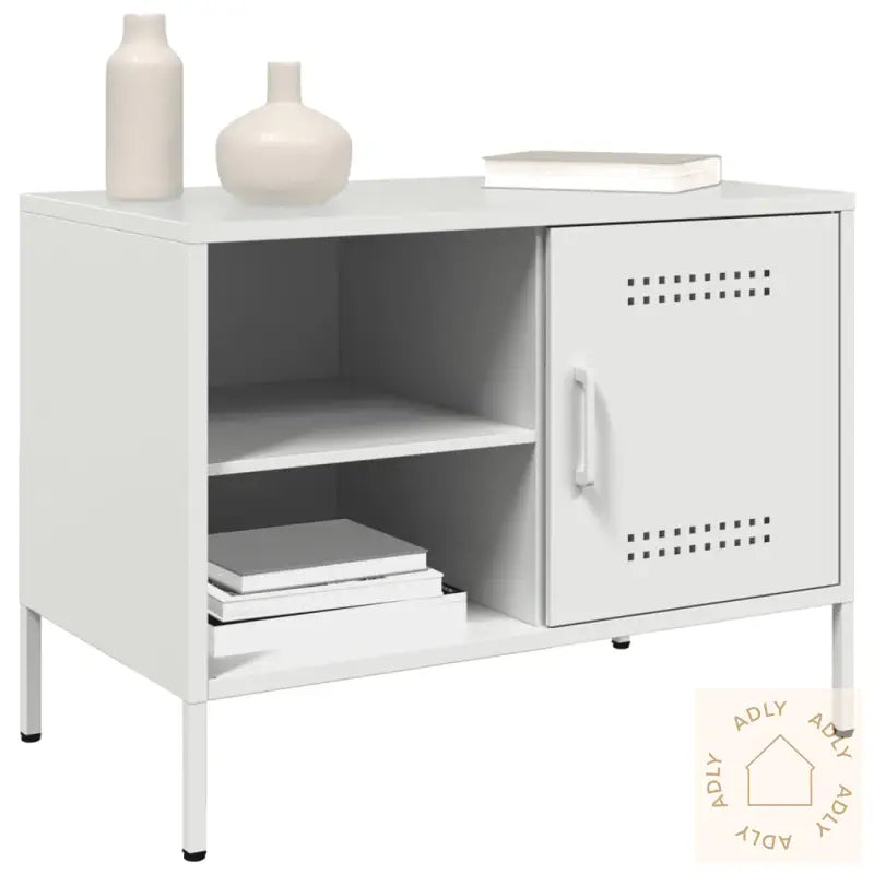 Tv-Benk Hvit 68X39X50,5 Cm Stål