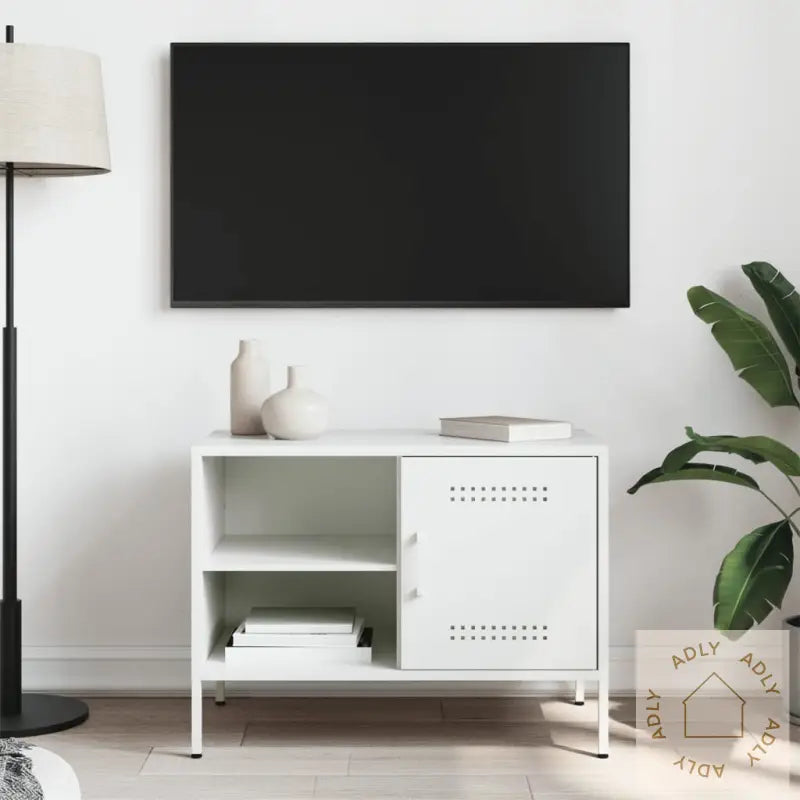 Tv-Benk Hvit 68X39X50,5 Cm Stål