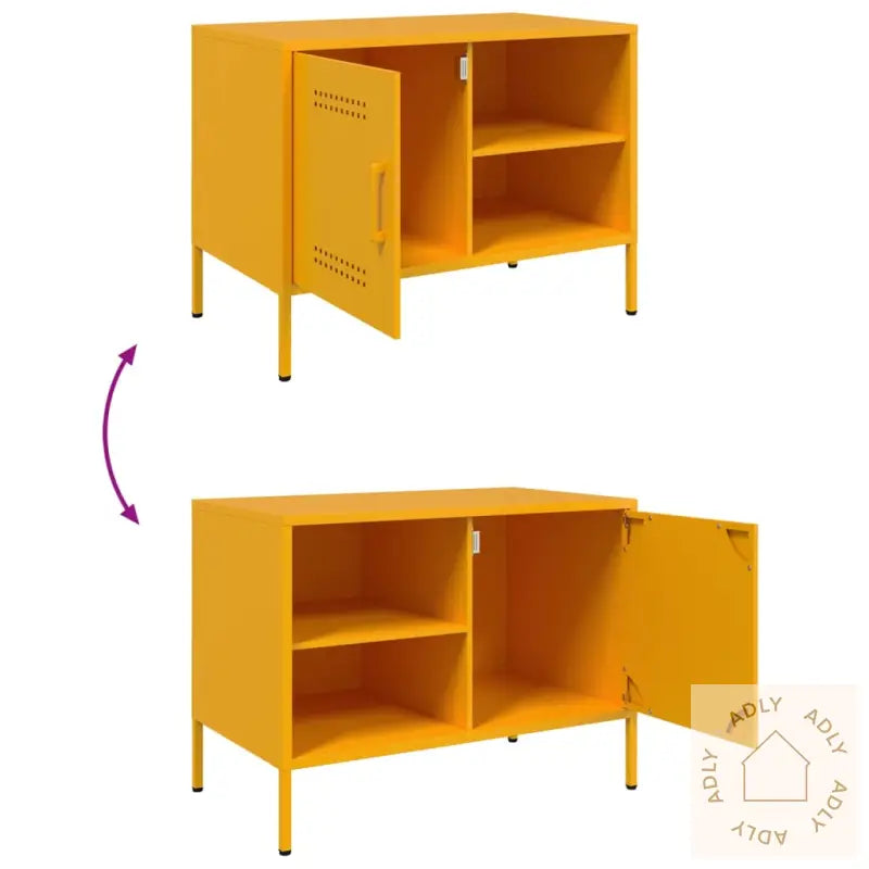 Tv-Benk Sennepsgul 68X39X50,5 Cm Stål
