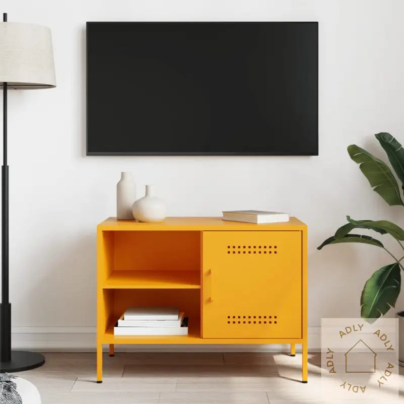 Tv-Benk Sennepsgul 68X39X50,5 Cm Stål