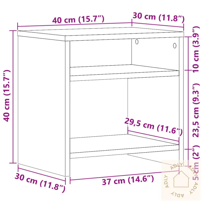 Nattbord 2 Stk Artisan Eik 40X30X40 Cm Konstruert Tre
