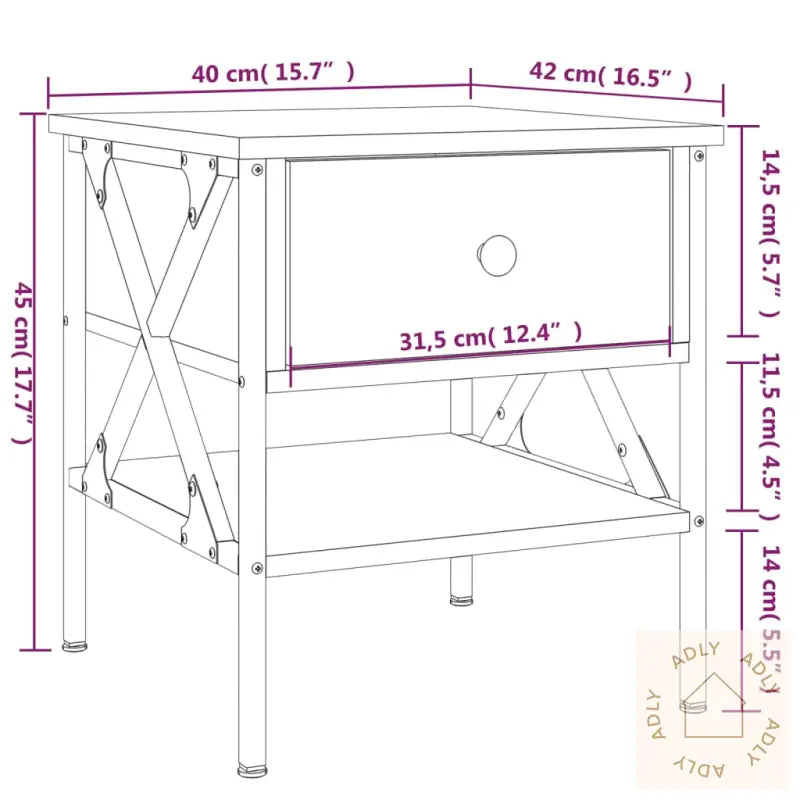 Nattbord 2 Stk Røkt Eik 40X42X45 Cm Konstruert Tre