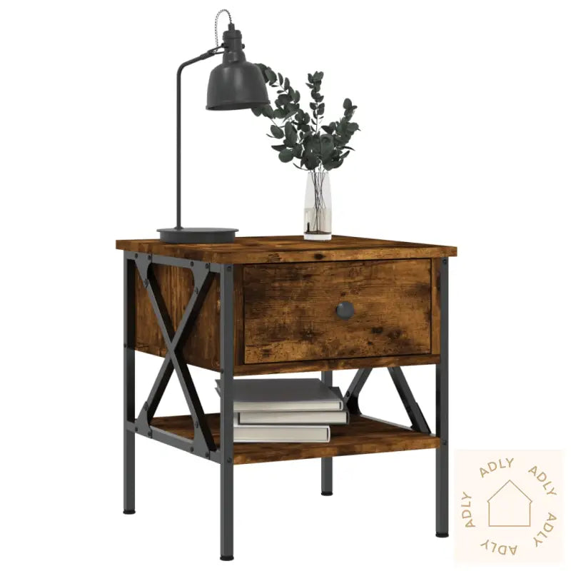 Nattbord 2 Stk Røkt Eik 40X42X45 Cm Konstruert Tre