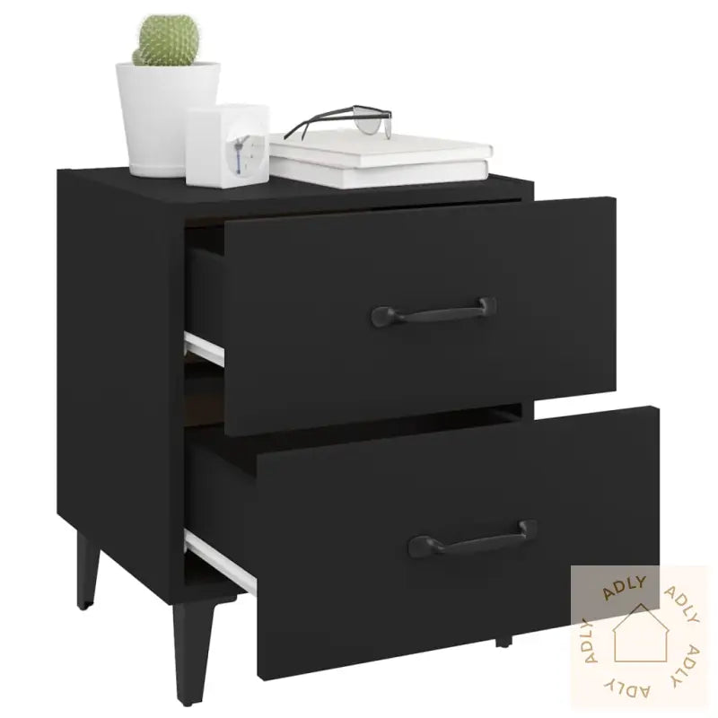 Nattbord 2 Stk Svart 40X35X47,5 Cm