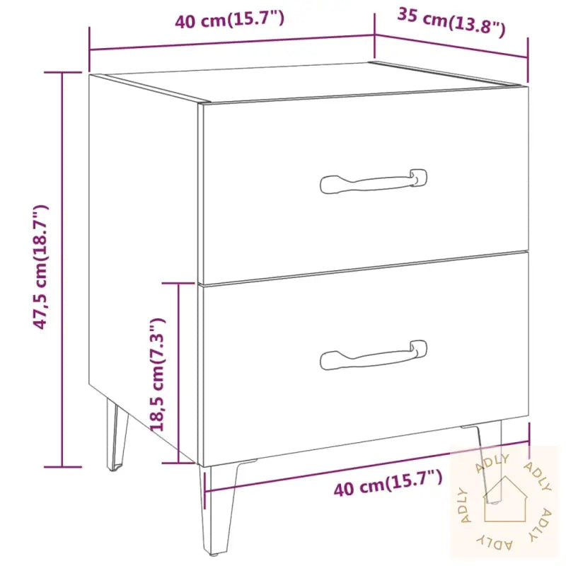 Nattbord 2 Stk Svart 40X35X47,5 Cm