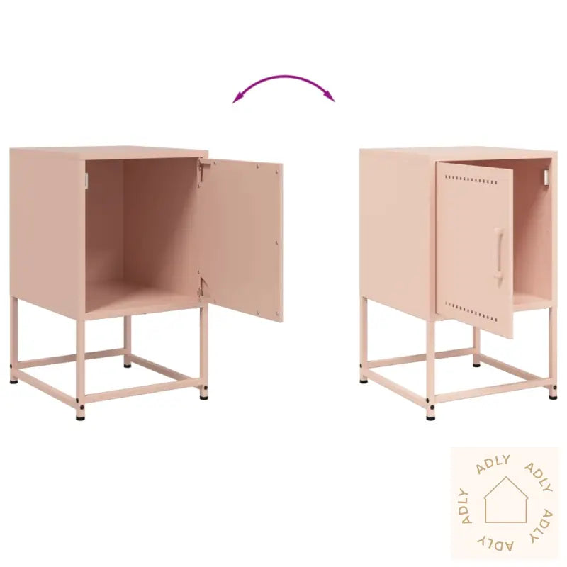 Nattbord 2 Stk Rosa 36X39X60,5 Cm Stål
