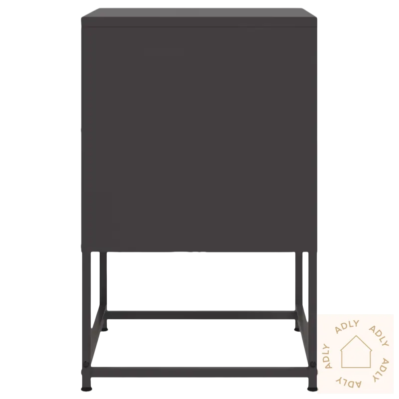 Dark grå industriell nattbord med metallramme, robust design for soverommet