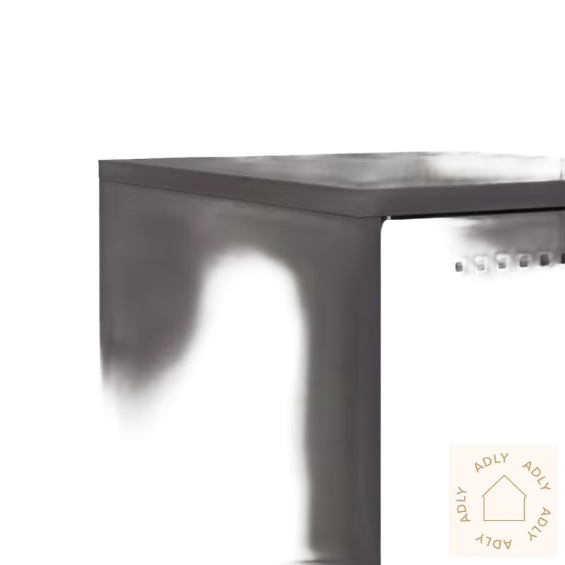Dark gray industrielle nattbord med ventilasjonshull for et robust soveromslokk