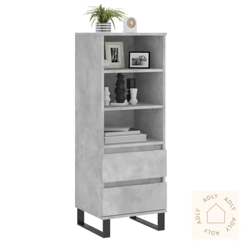 Highboard Betonggrå 40X36X110 Cm Konstruert Tre