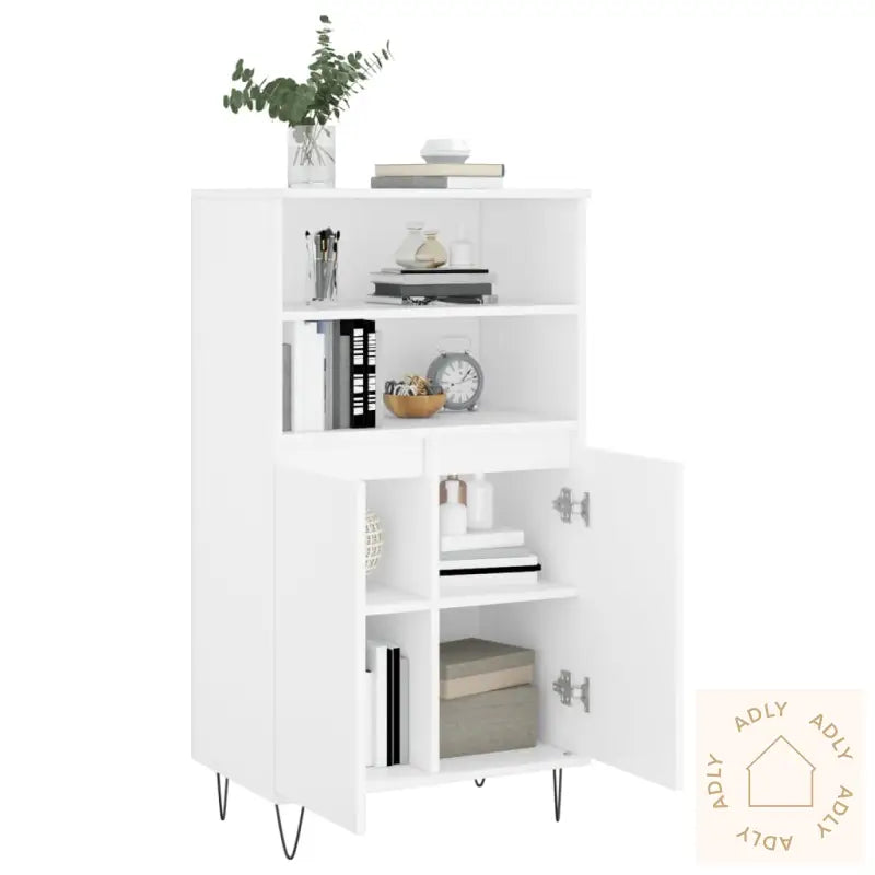 Highboard Hvit 60X36X110 Cm Konstruert Tre