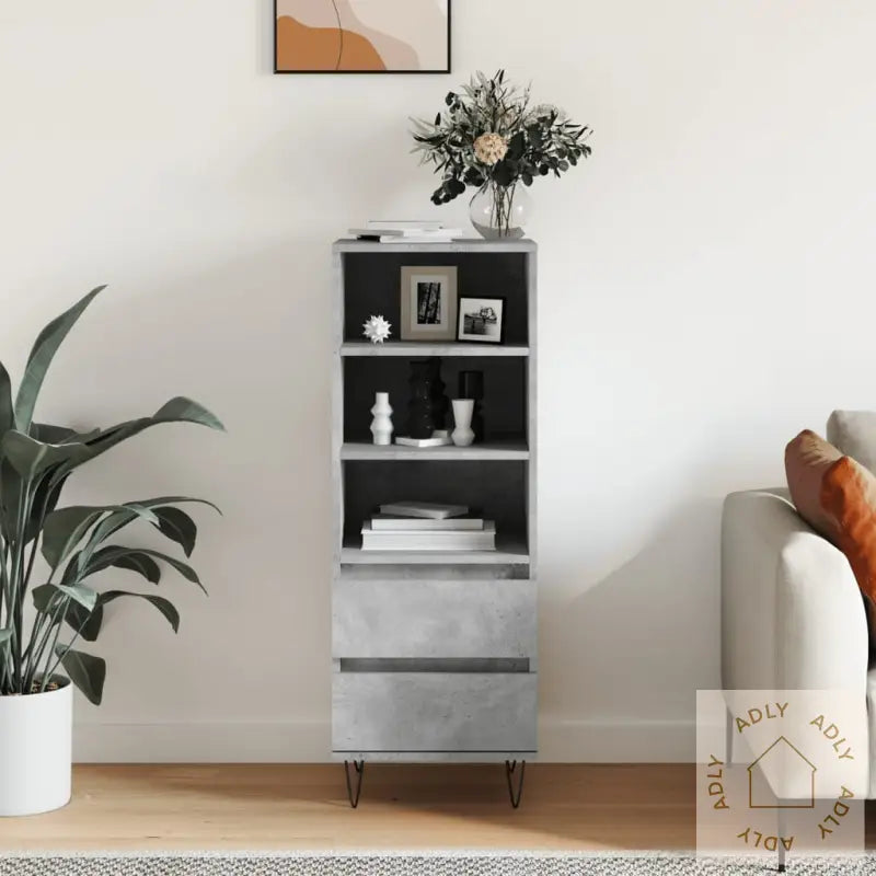 Highboard Betonggrå 40X36X110 Cm Konstruert Tre