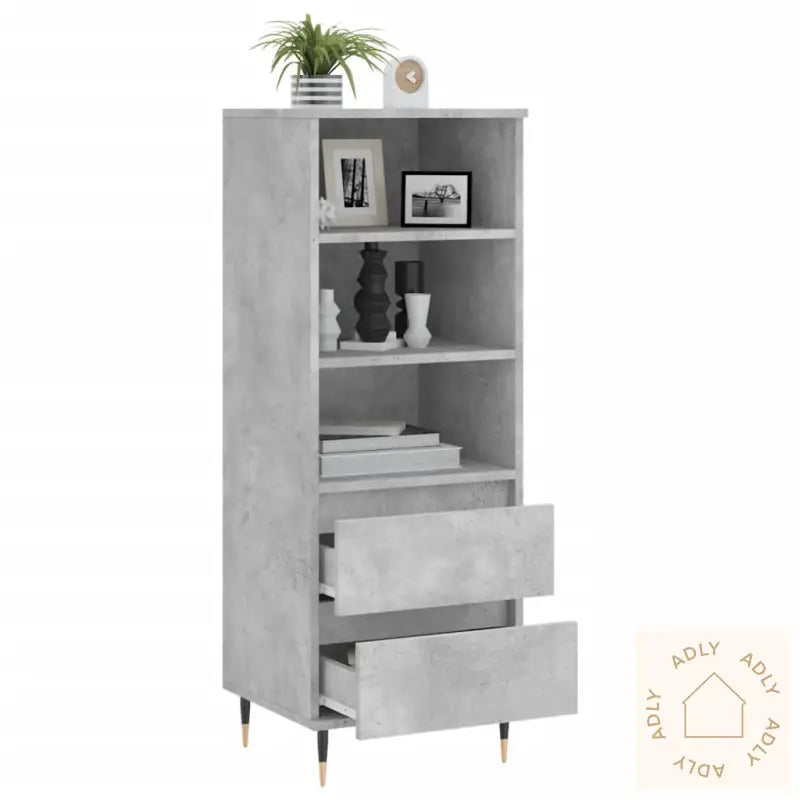 Highboard Betonggrå 40X36X110 Cm Konstruert Tre