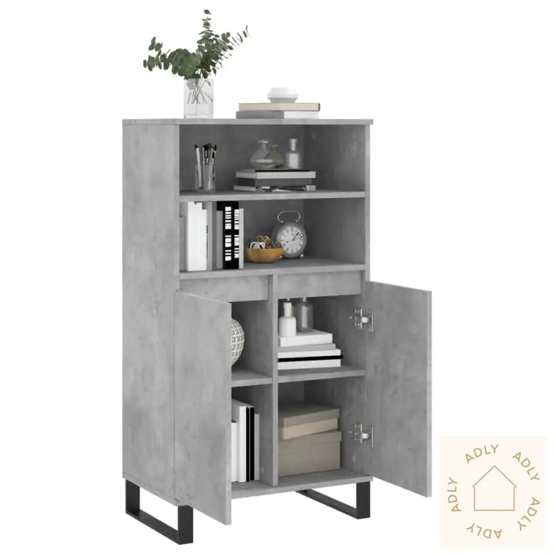 Highboard Betonggrå 60X36X110 Cm Konstruert Tre