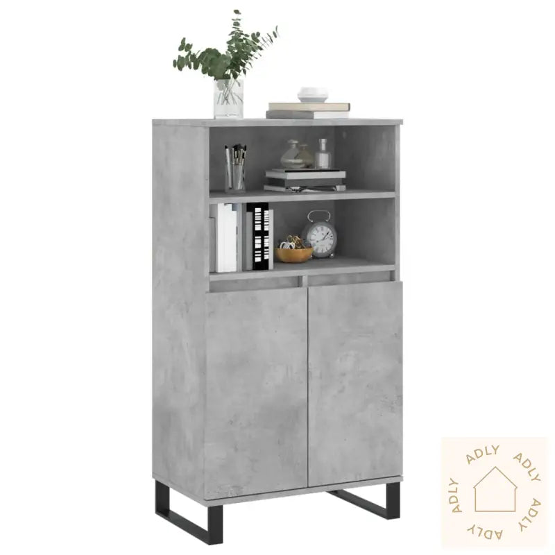Highboard Betonggrå 60X36X110 Cm Konstruert Tre