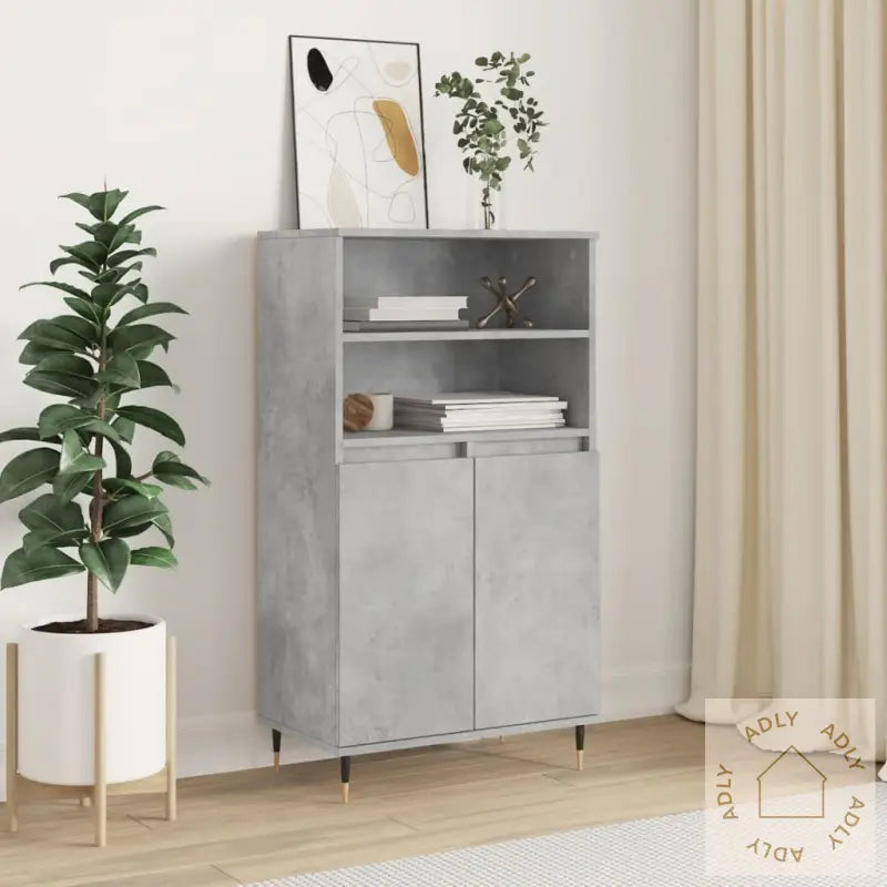 Highboard Betonggrå 60X36X110 Cm Konstruert Tre