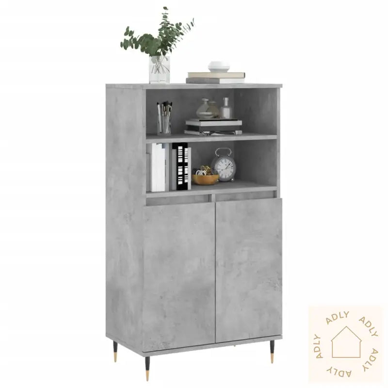 Highboard Betonggrå 60X36X110 Cm Konstruert Tre