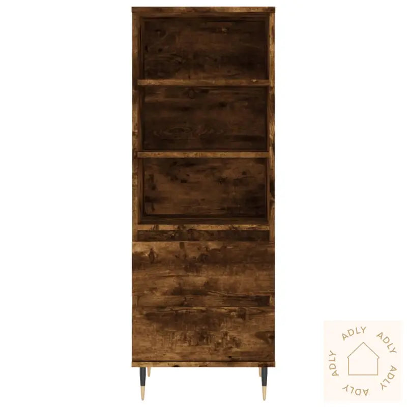 Highboard Røkt Eik 40X36X110 Cm Konstruert Tre