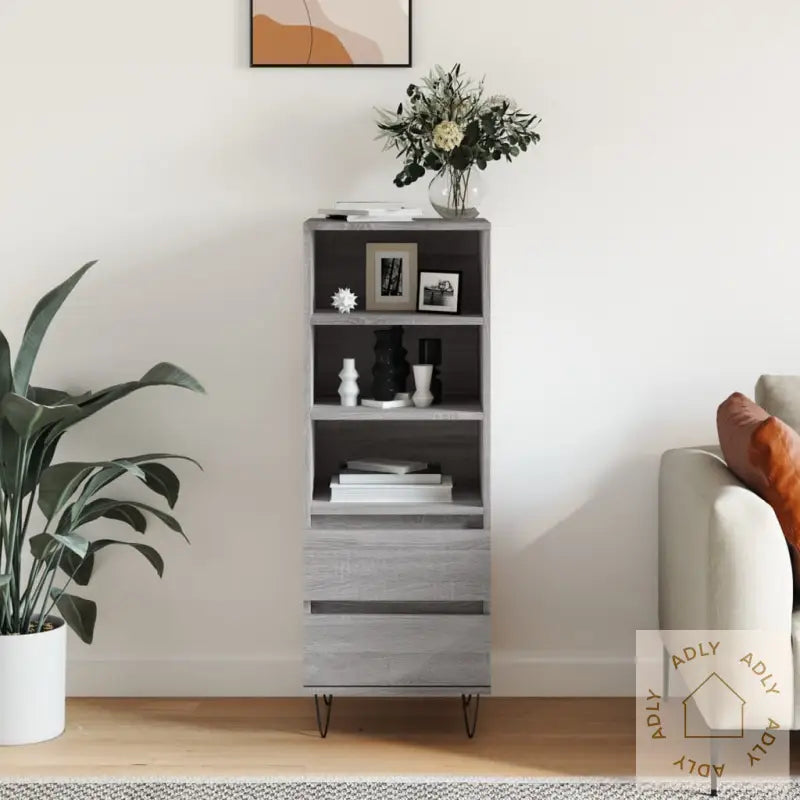 Highboard Grå Sonoma 40X36X110 Cm Konstruert Tre