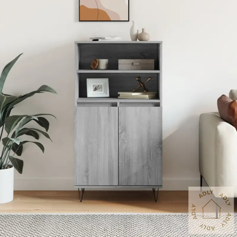 Highboard Grå Sonoma 60X36X110 Cm Konstruert Tre
