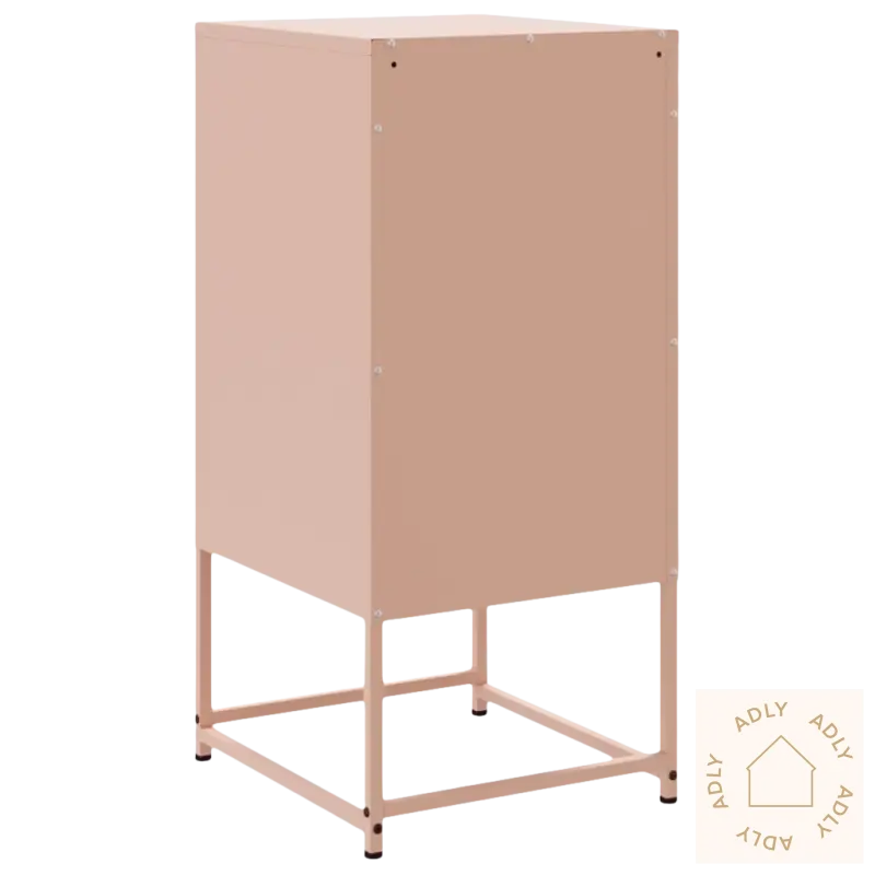 Pink metallskåp på ramme, perfekt som industrielt nattbord til møbler til hjemmet