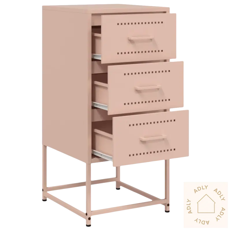 Pink metall tre-drawer filingskap som del av Industrielt Nattbord til møbler til hjemmet