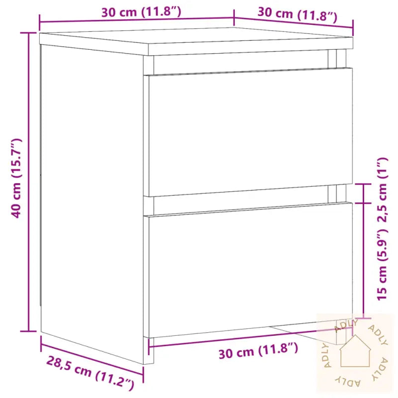 Nattbord Gammelt Tre 30X30X40 Cm Konstruert Tre