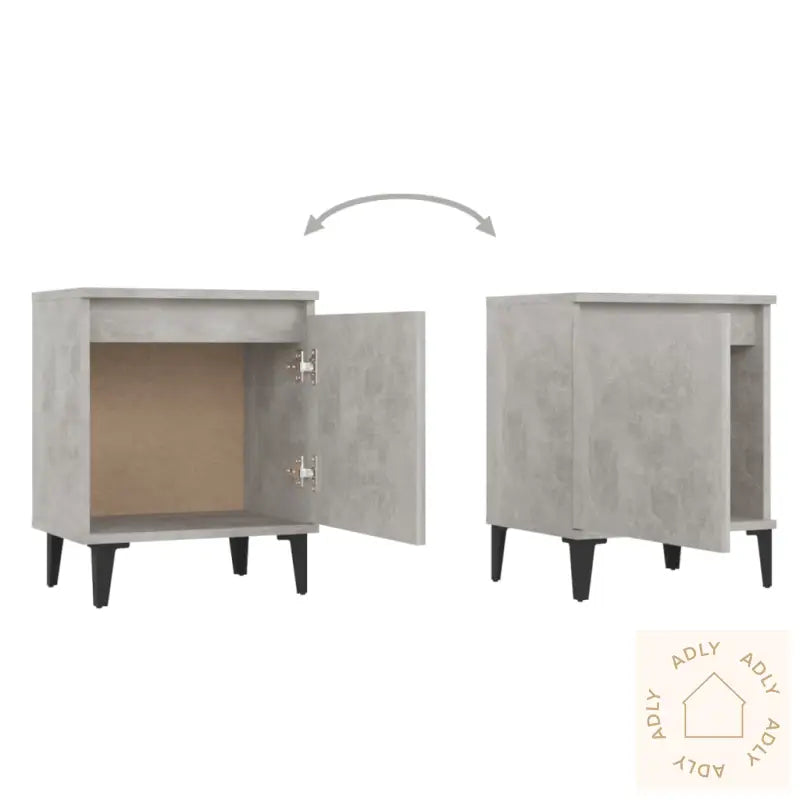 Nattbord Med Metallben Betonggrå 40X30X50 Cm