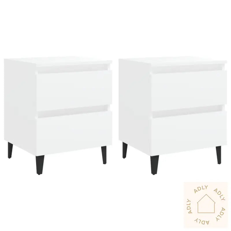 Nattbord 2 Stk Hvit 40X35X50 Cm Konstruert Tre