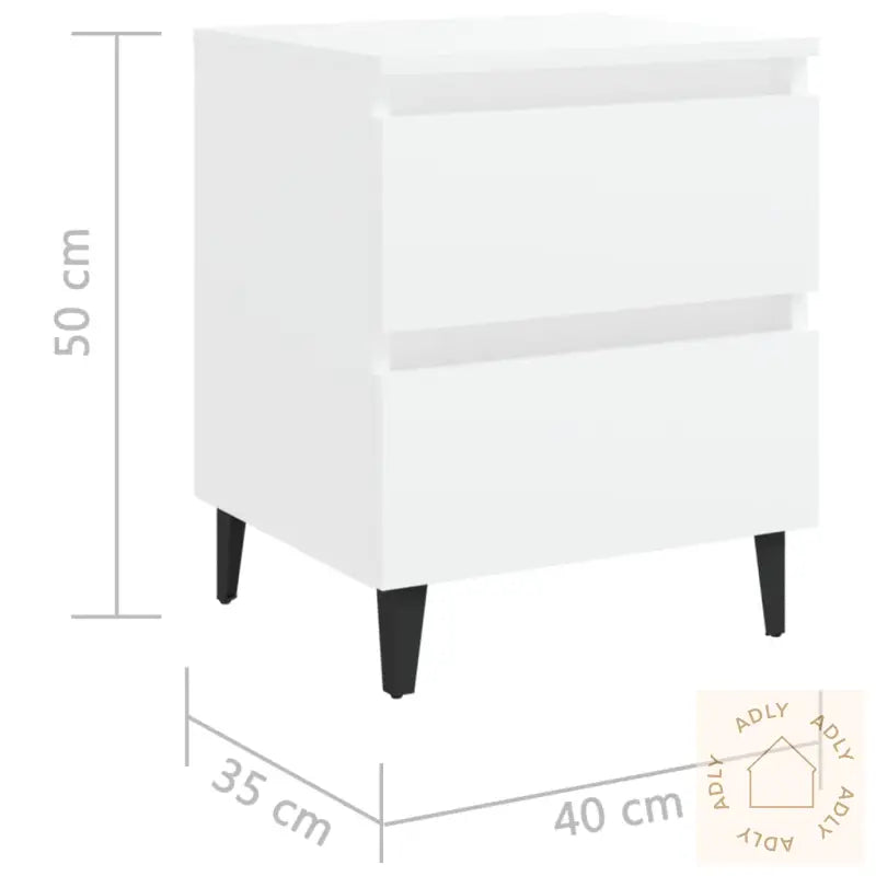 Nattbord 2 Stk Hvit 40X35X50 Cm Konstruert Tre