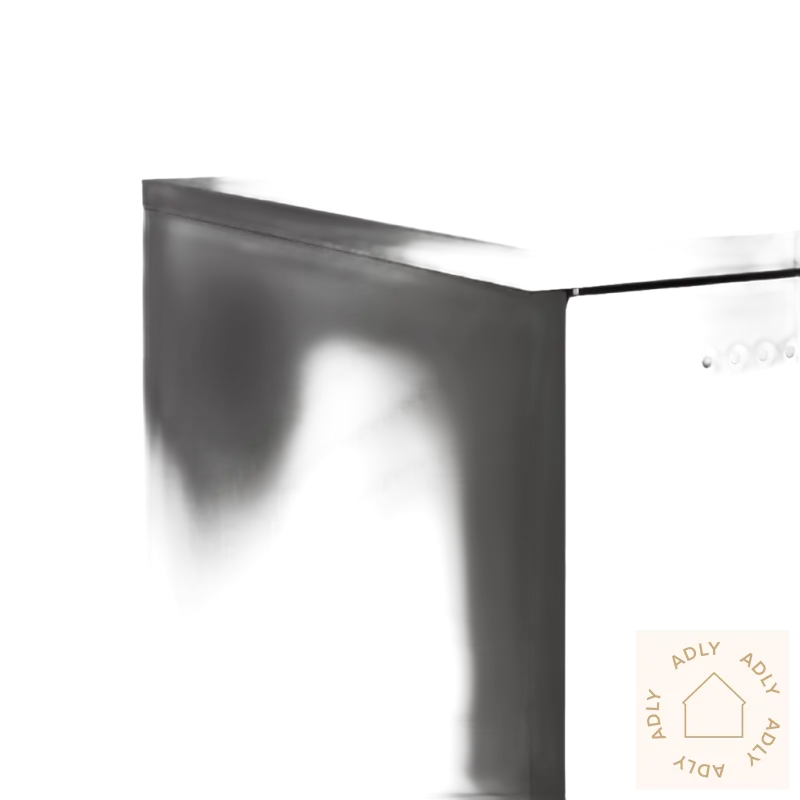 Dark grått industrielt nattbord med ventilasjonshull, robust og moderne for soverommet