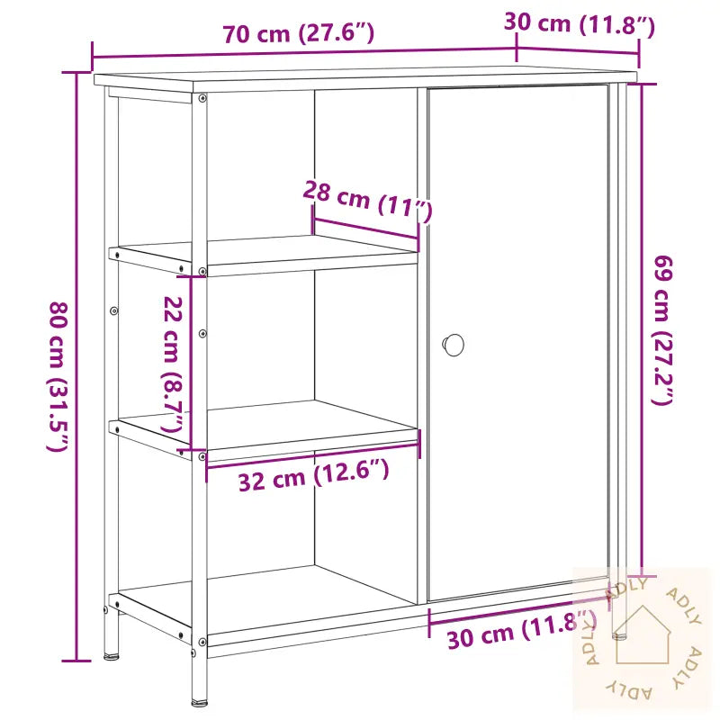 Sideboard Artisan Eik 70X30X80 Cm Konstruert Tre