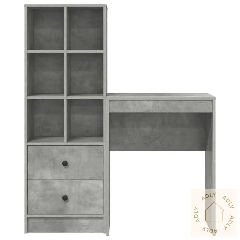 Skrivebord Med Lagring Betonggrå Ingeniørtre