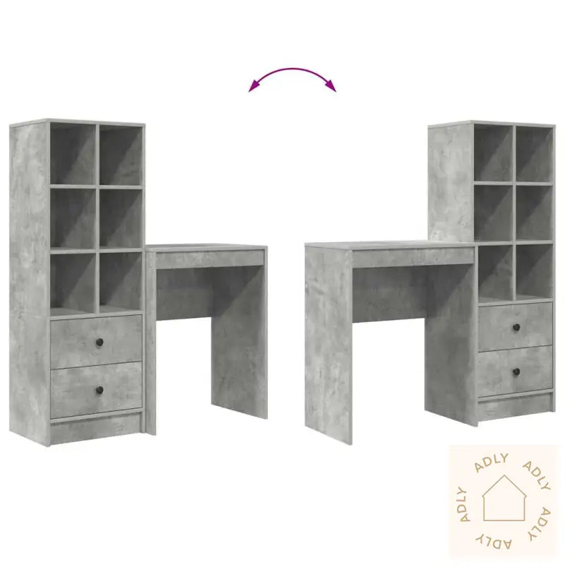 Skrivebord Med Lagring Betonggrå Ingeniørtre