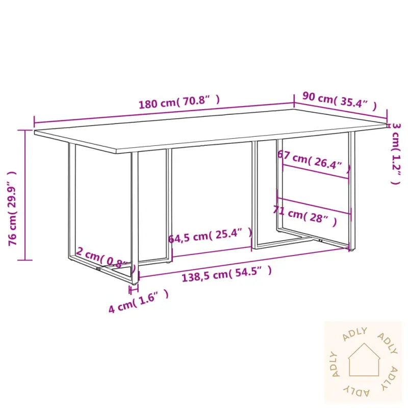 Spisebord 180 Cm Grovt Mangotre